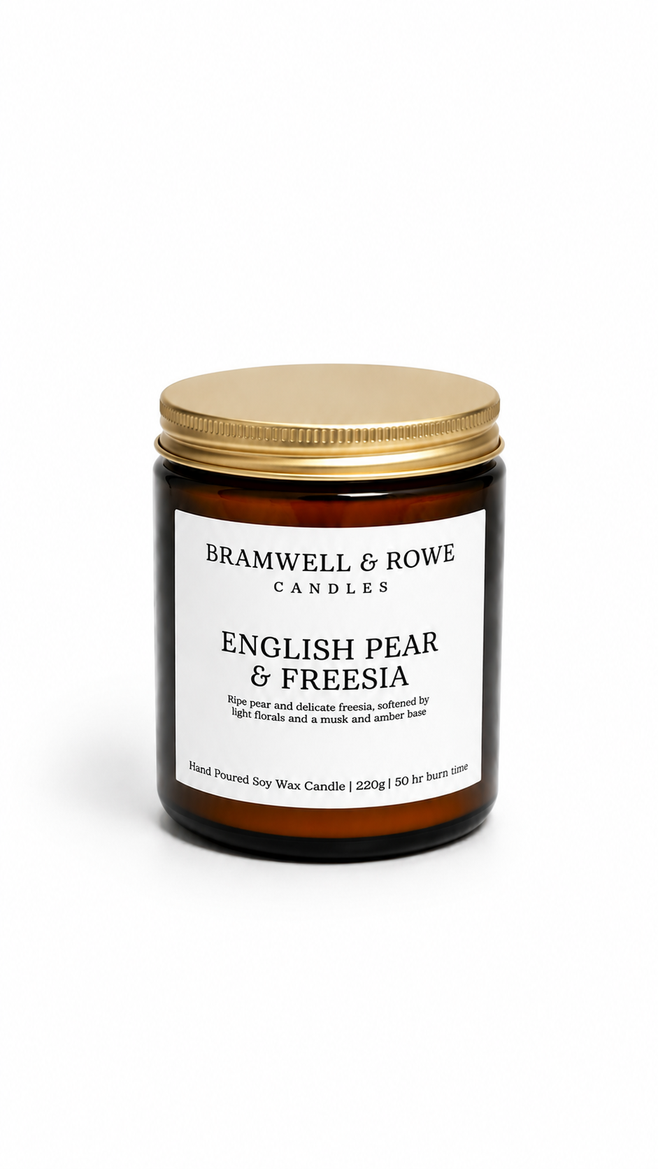English pear and freesia hand poured soy wax candle gold lid
