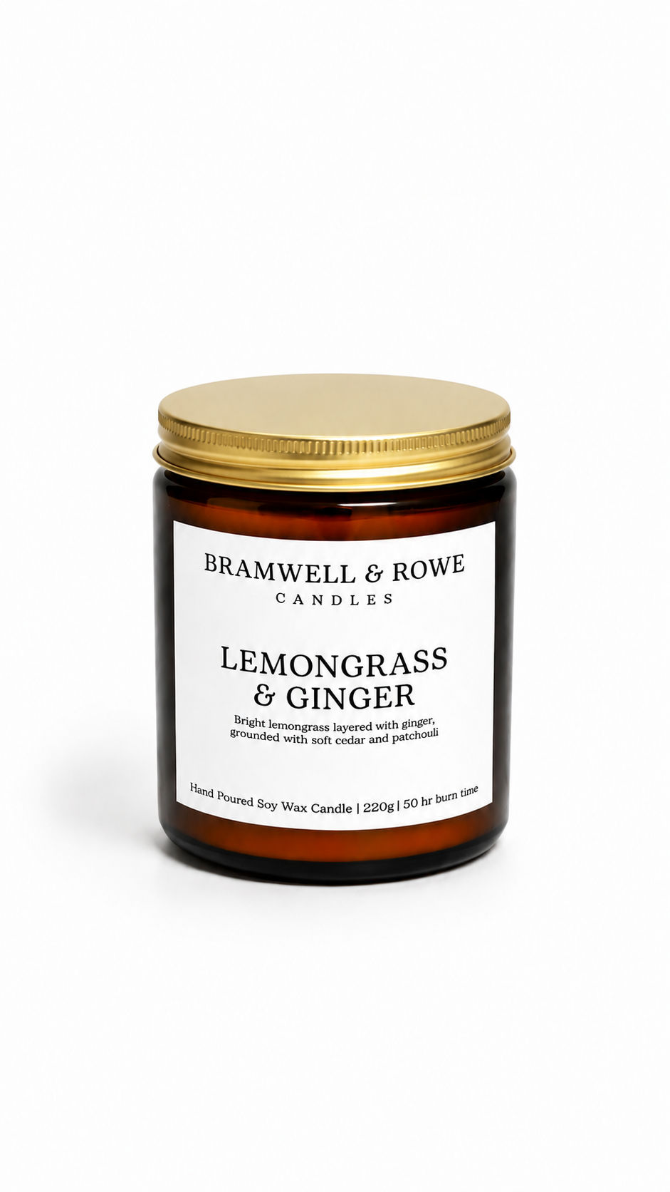 lemongrass & ginger hand poured soy wax candle gold lid