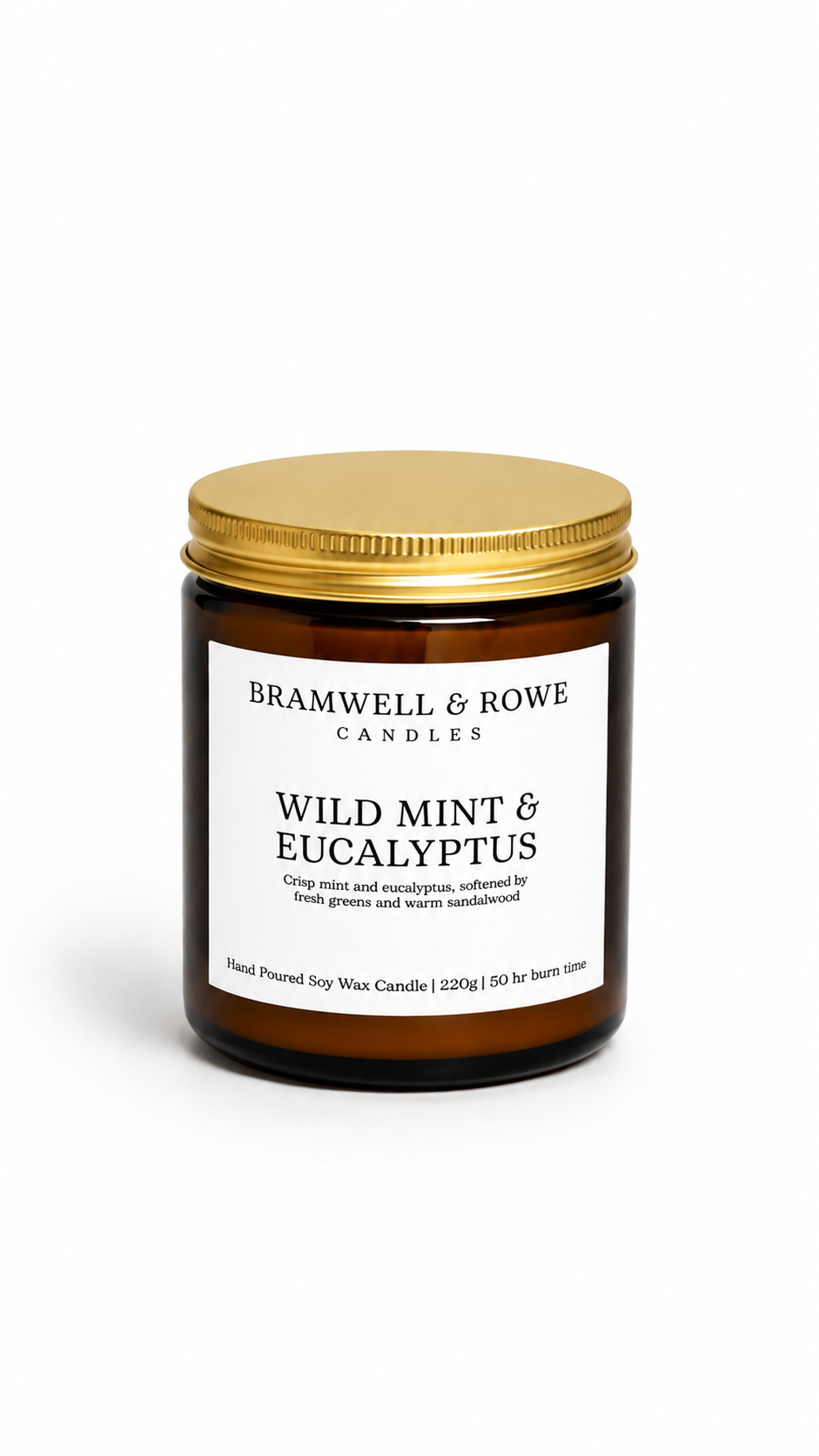 wild mint and eucalyptus hand poured soy wax candle gold lid